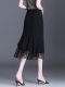 Temperament hip-covered skirt slim chiffon fishtail skirt for women summer skirt mid-length mesh spliced ​​lace one-step skirt