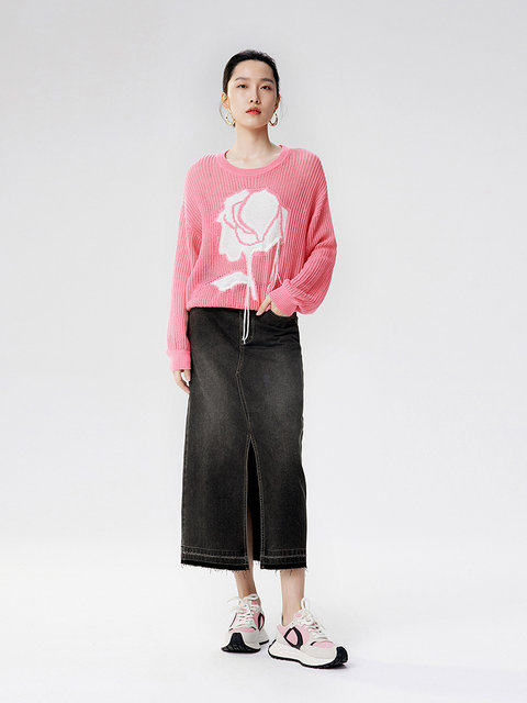 Disenis 2025 autumn new versatile commuter temperament denim long skirt high waist straight skirt women