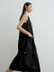DiSenis 2025 summer new commuter temperament elegant round neck long skirt black sleeveless A-line dress
