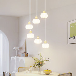 Restaurant Chandelier, Cream Style, Creative Cotton Dining Room Table Lighting, Nordic Villa Duplex Staircase Long Chandelier P271