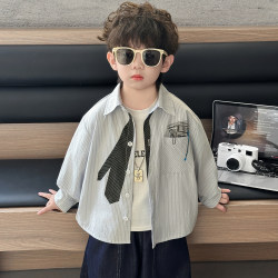 Children's Shirts, Spring and Autumn Thin Jackets, 2026 New Style Boys' Korean Style Handsome Boys' Spring Long-Sleeved Shirts