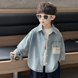 Boys' Denim Jacket Spring and Autumn Thin Style 2026 New Children's Korean Style Trendy Shirt Jacket Baby Spring Clothing
