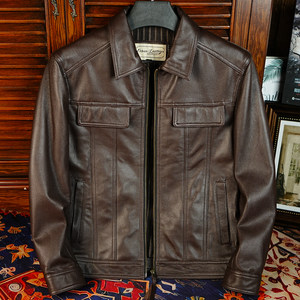 
Genuine leather jacket new spring and autumn goatskin leather jacket high-quality deerskin pattern craft lapel casual short jacket