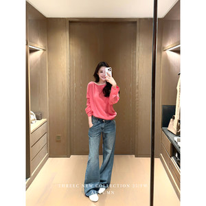 
Threexi threec '100% wool custom dyed' not thick but warm enough and super pink knitted sweater for women in autumn