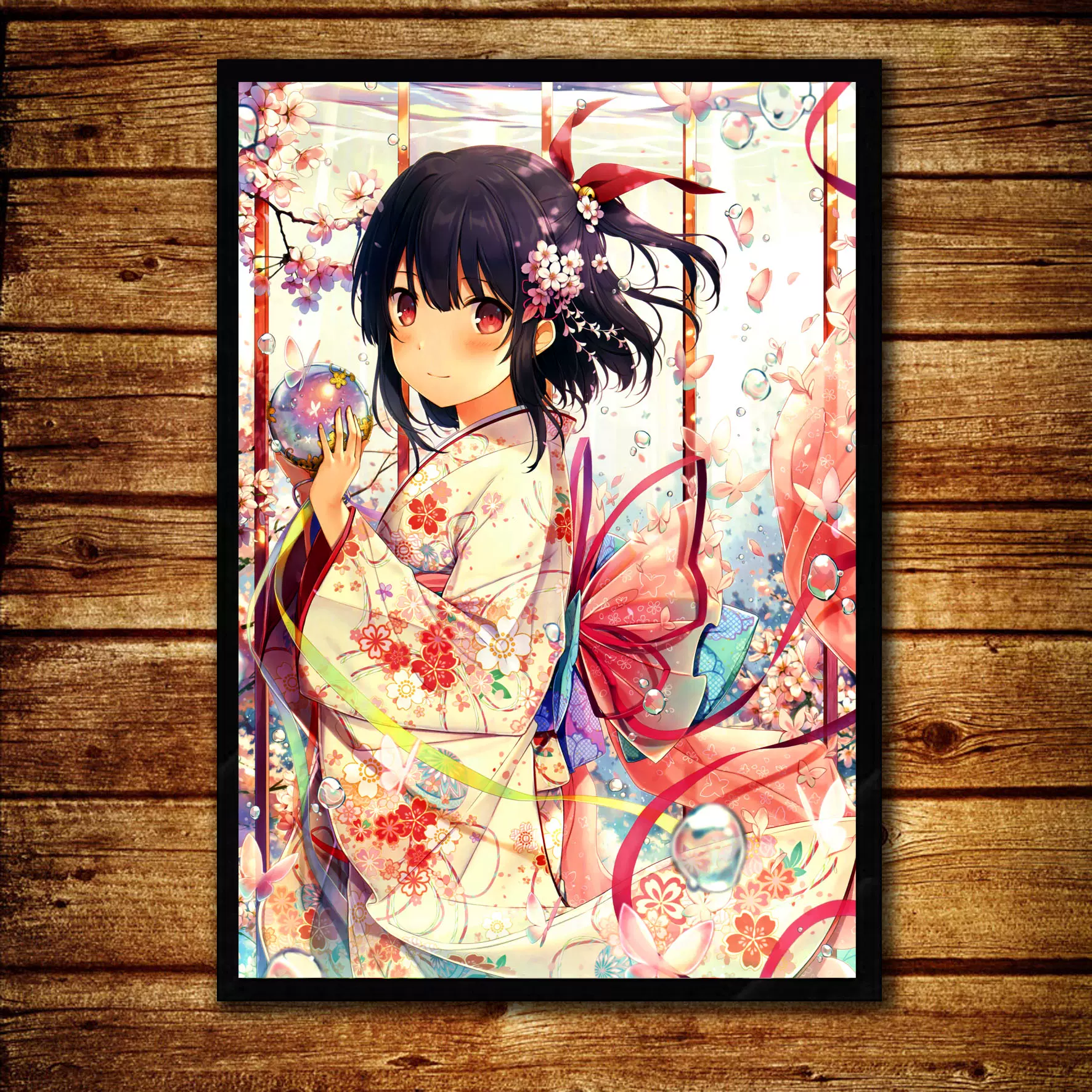 日式料理店装饰画日本卡通动漫二次元和服唯美美女居酒屋带