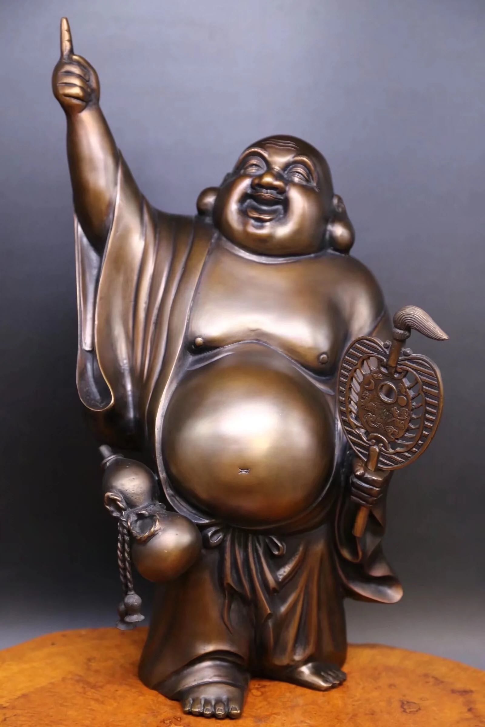 唐密弥勒佛铜像。金工师照雲作《铸铜制，七福神之布袋和尚立像》-Taobao
