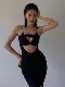 Alexia.L Niche European and American Bella Kendall Hot Girl Party Cut-Out Backless Sexy Solid Color Tight Dress