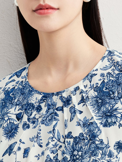 FINITY FANIDI Chiffon Shirt 2025 Summer New Silk Simple Printed Top for Women
