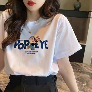 
(30% off area) 100% cotton white pure cotton short-sleeved t-shirt for women Korean version versatile trendy brand design niche caring shirt