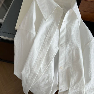 
White cotton long-sleeved shirt for women 2025 new Korean lazy thin top loose sunscreen shirt jacket