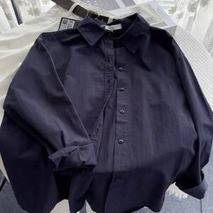 
French blue pure cotton long-sleeved shirt for women 2026 spring and summer super nice little Korean style thin top jacket