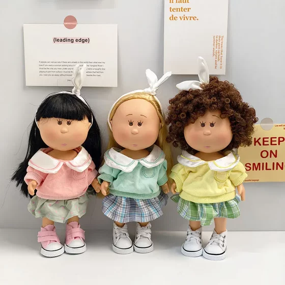 
Spanish Mia potato doll clothes 24 cm mia doll dress-up headband lapel shirt plaid skirt doll clothes cover