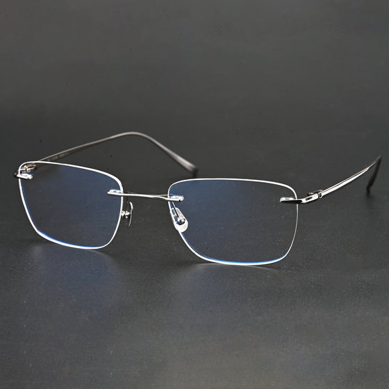 
Rimless glasses for big faces can be equipped with myopia titanium frame blue light myopia glasses frame glasses for men and women 6660