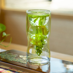 Richun Double-layer Heat-resistant Glass Tea Cup Water Cup Transparent Tea Cup Creative Flower Tea Green Tea Cup