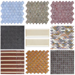 Glass Mosaic Iridescent Tile Pieces for Swimming Pools, Self-Adhesive Wall Stickers for Bathroom, Entrance, Background Wall, Kitchen, Balcony