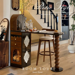 French-Style Vintage Solid Wood Bar Table for Home Use, Living Room Partition, Mid-Century Balcony Leisure High Table, Small Apartment Sideboard