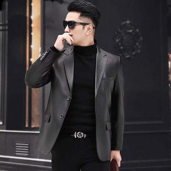 
This year's popular special offer 2026 Haining genuine leather jacket spring and autumn suit men's sheepskin jacket slim thin small
