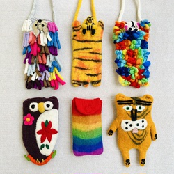 Nepalese Handmade Wool Felt Cross-body Mobile Phone Bag With Various Cartoon Creative Options To Choose From