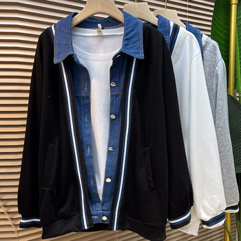 Stylish lapel vertical-breasted color block jacket