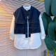 Add fat -size women's clothing stitching denim horsema fake two cotton jackets, fat sister in winter, leisure top tide