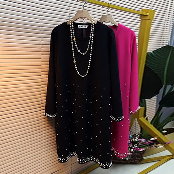 Large -size women's round necklifting nails beaded dress
