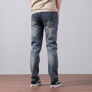 
Stretch jeans men's spring slim straight casual trousers 2026 new trendy simple retro men's trousers