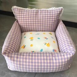 ins Autumn and Winter Korean-Style Cat and Dog Bed, Removable and Washable, Suitable for All Seasons, Pet Bed for Large, Medium, and Small Dogs, Pet Sofa Bed