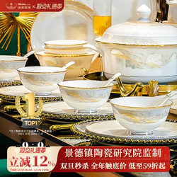 Tableware Set for Home Use 2025 New Model High-Value Bowls and Plates Set for Home Use Housewarming Jingdezhen Ceramic Bowls