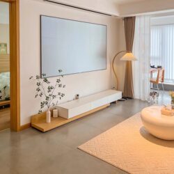 Simple Retractable Tv Cabinet and Coffee Table Set, Modern Light Luxury Living Room Furniture for Small Apartments, Floor-Standing Tv Cabinet