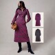 British style slim high waist lace decorative zipper placket puff sleeve printed A-line dress 2 colors
