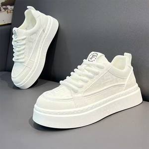 
Men's shoes for summer breathable and trendy casual white board shoes for youth anti-slip sports thick-soled height-enhancing white shoes