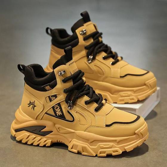 
High-top men's shoes autumn leather thick-soled non-slip work Martin boots autumn outdoor mountaineering sports casual work boots