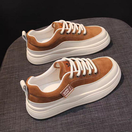
Women's sneakers that feel like shit, 2025 new hot style autumn all-match leather white shoes, student casual sports shoes for women