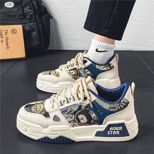 Men's shoes summer breathable versatile casual design sense niche board shoes youth sports thick sole raised canvas trendy shoes