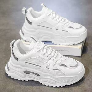 
Little white men's shoes for summer breathable 2025 new mesh men's heightened thick sole sports and casual running dad's trendy shoes