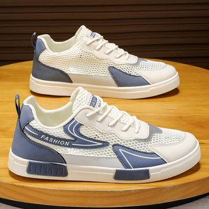
Men's shoes for summer new breathable thin mesh non-slip board shoes for men's teenager mesh hollow sports and casual trendy shoes