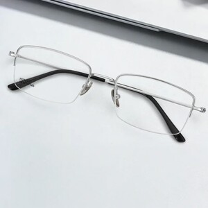 
Ultra-light pure titanium glasses frame silver frame half-frame glasses men's gentle scum 24610 retro titanium frame myopia glasses frame
