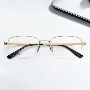 
Light luxury old money style gold wire half-frame glasses men's myopia glasses frame pure titanium 22116 Sven ultra-light titanium frame