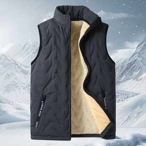 
Pick up the bargain and add velvet warm stand collar down cotton jacket for men's autumn and winter lamb velvet vest vest jacket