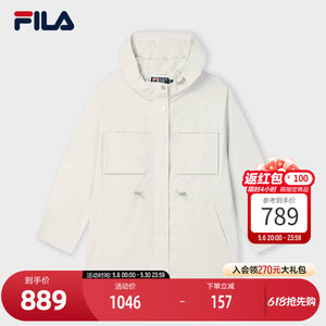 
FILA official women's woven jacket 2025 spring new casual loose mid-length hooded top