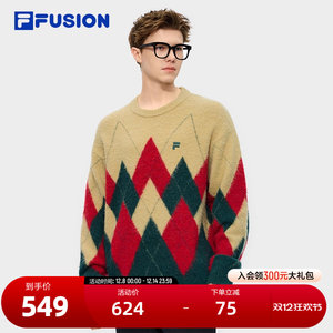 
FILA FUSION Fila trendy brand couple's knitted sweater 2025 winter new loose diamond pattern pullover sweater
