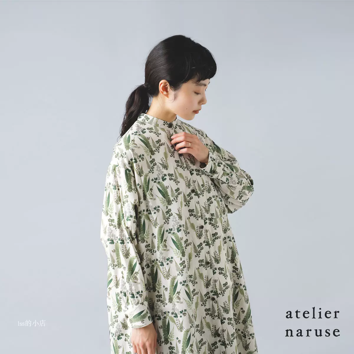 atelier naruse 日本代购植物印花棉质衬衫连衣裙日本制-Taobao