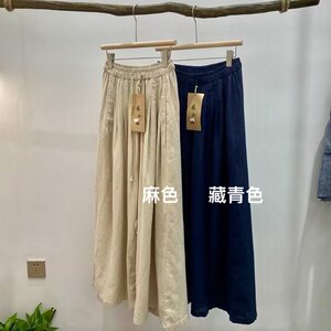
2025 new summer style foreign style light and thin ramie versatile casual wide leg pants for women simple loose and comfortable trousers