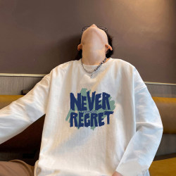 White Long-Sleeve T-Shirt for Men, Spring and Autumn 2025 New Style, American-Style Pure Cotton Heavyweight Base Layer Top, Trendy for Students