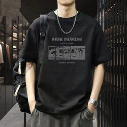 Hong Kong Style American Retro Trendy Brand Heavyweight Pure Cotton Short-Sleeve T-Shirt for Men, Summer ins Trendy Loose Cool Niche Half-Sleeve