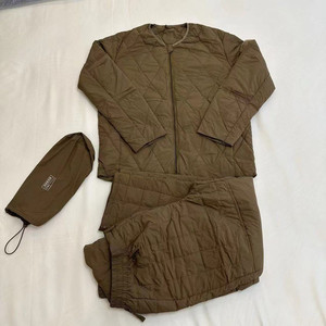 3535 Factory Patrol Down Cotton Clothes and Pants Winter Thickened Warmth Cold Area Cotton Clothes and Cotton Pants Lightweight Yellow Two-piece Set