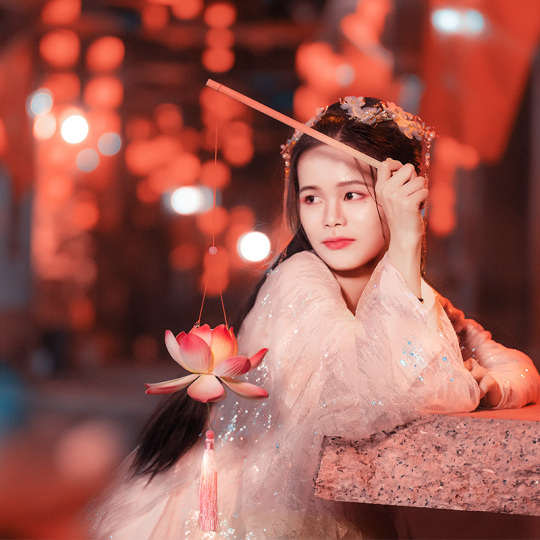 Lijing 手持ち蓮の花灯籠 - 古風な漢服小道具
