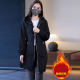 Large size simple Korean version of women's black mid-length jacket 2025 fat MM new winter fashion loose cotton jacket for women