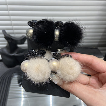 
E3926 Autumn and winter hairy bangs small catch clip high skull top 2024 high-end hair clip for women's back of head high-end