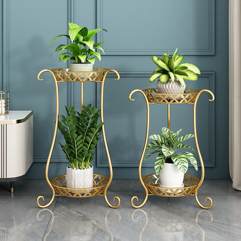 Iron living room floor -to -ceiling green dill sheet shelf